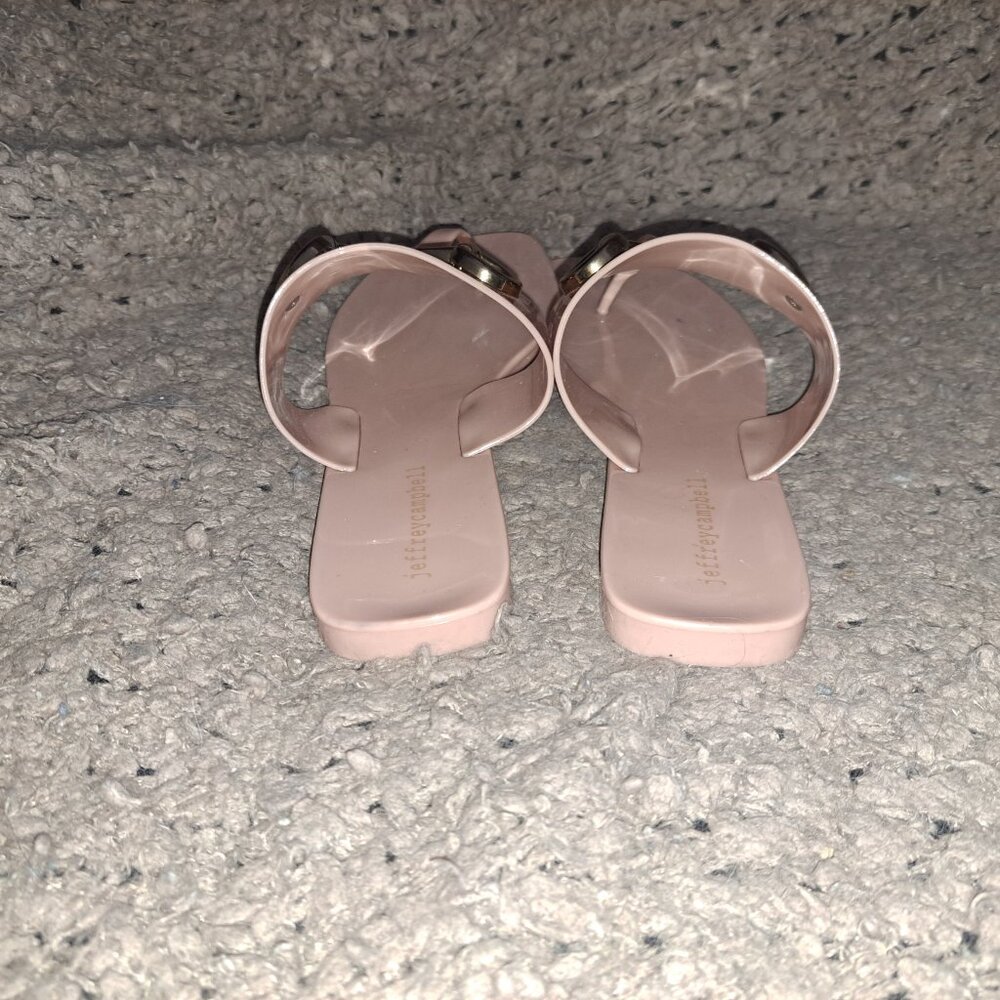 JEFFREY CAMPBELL-Annia-Beige Jelly Sandal Horse Bit-Sz 40/9-Near Mint - Picture 6 of 8